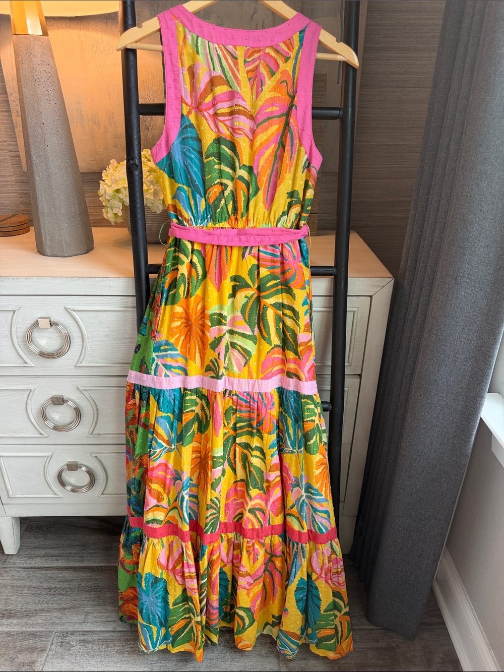 FARM Rio Multicolor Tropical Maxi Dress with Pink Trim - Picture 5 of 7